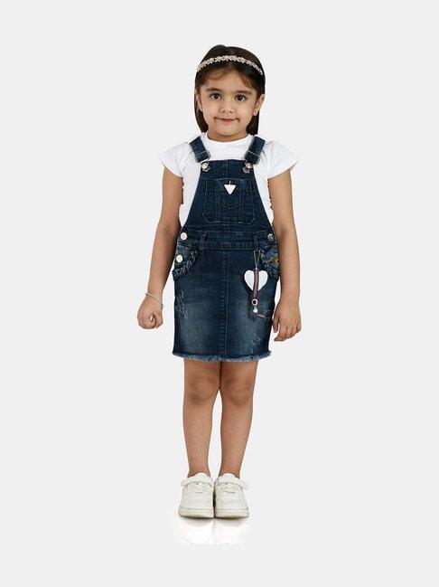 Peppermint Kids Blue & White Regular Fit Dungaree