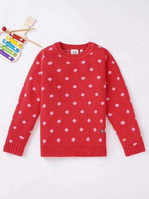 Ed-a-Mamma Kids Red Printed Full Sleeves Sweater