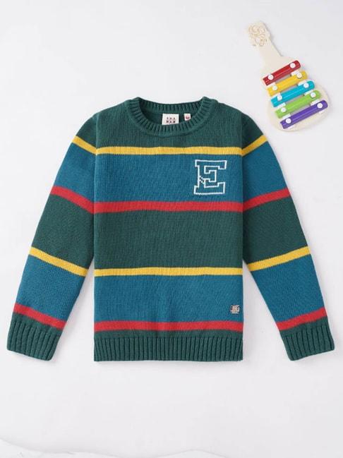 ed-a-mamma-kids-green-&-blue-striped-full-sleeves-sweater