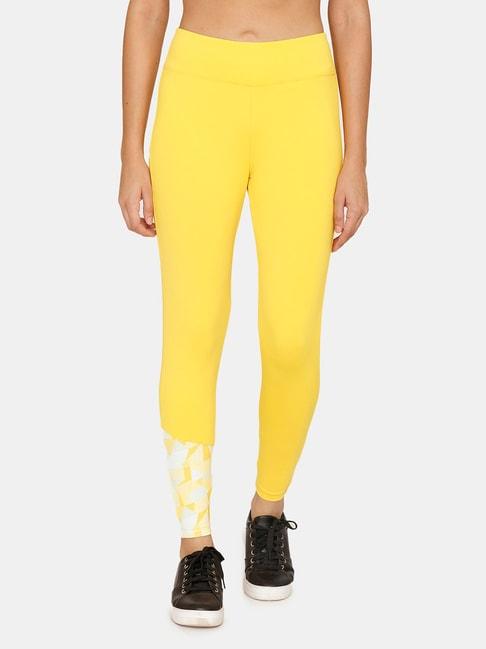 zelocity-by-zivame-yellow-slim-fit-tights