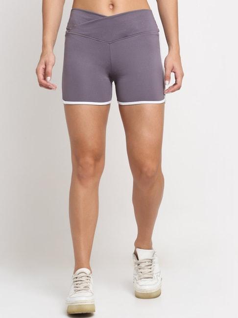 EVERDION Purple Slim Fit Sports Shorts