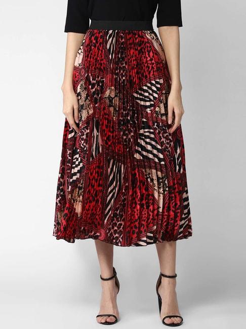 StyleStone Red Printed Pleated Skirt