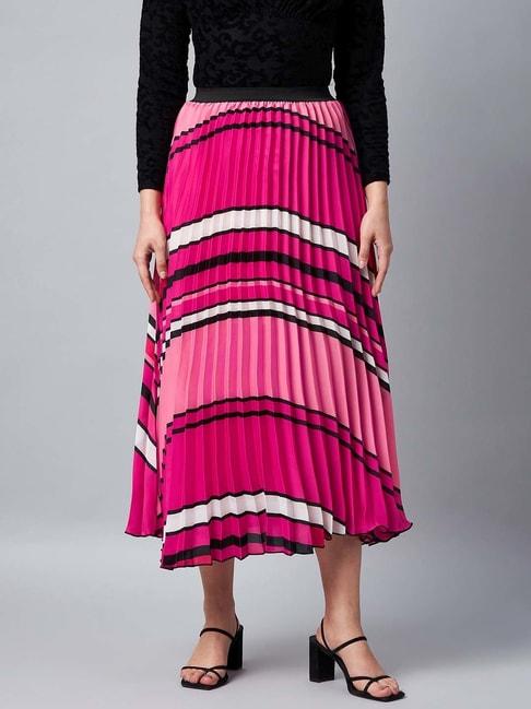 stylestone-pink-printed-pleated-skirt