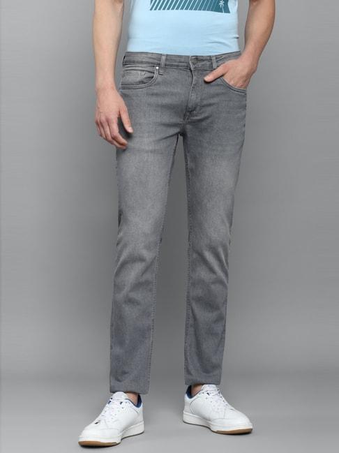 Louis Philippe Grey Cotton Slim Fit Jeans