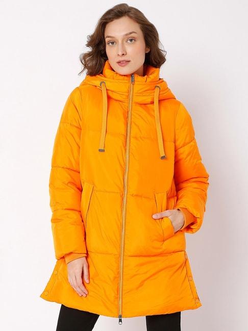 Vero Moda Orange Full Sleeves Hooded Jacket