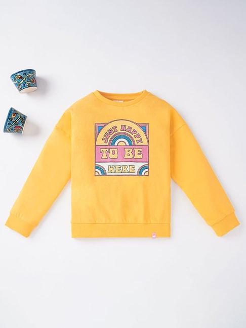 Ed-a-Mamma Kids Yellow Printed  Sweatshirt
