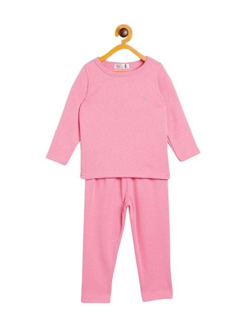 Neva Kids Pink Skinny Fit Full Sleeves Thermal Set
