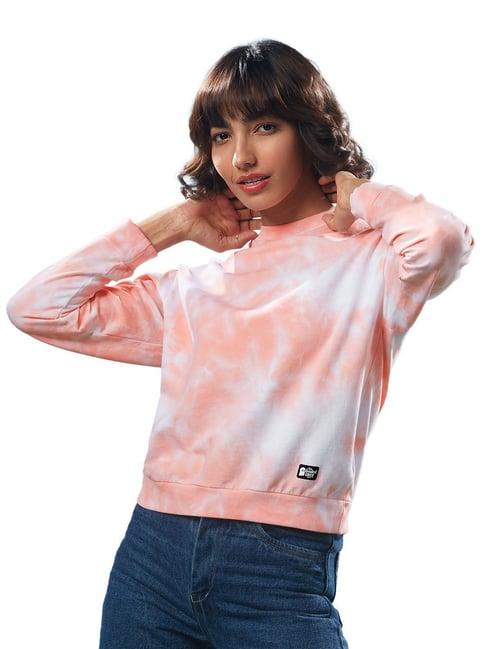 the-souled-store-peach-&-white-printed-sweatshirt