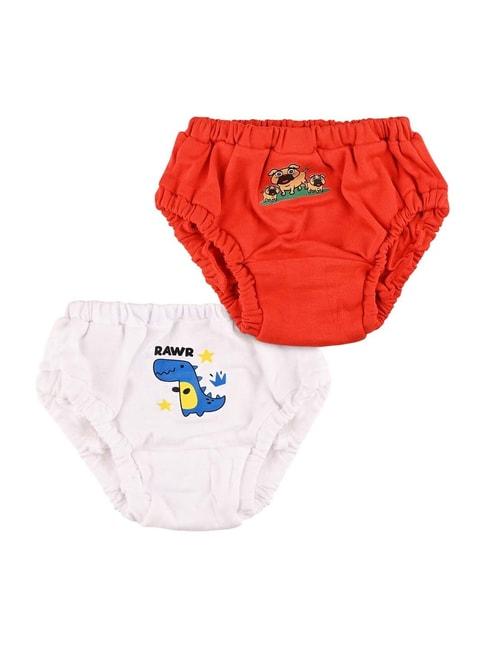 Nuluv Kids Red & White Cotton Printed Briefs (Pack of 2)