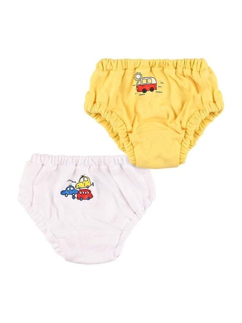Nuluv Kids Yellow & White Cotton Printed Briefs (Pack of 2)