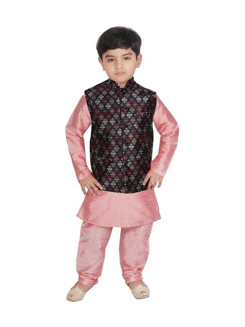 SG Yuvraj Kids Navy & Pink Printed Full Sleeves Kurta Set
