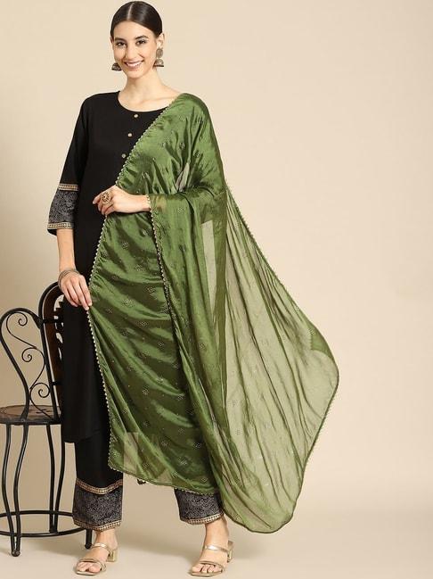 Saadgi Green Embellished Dupatta