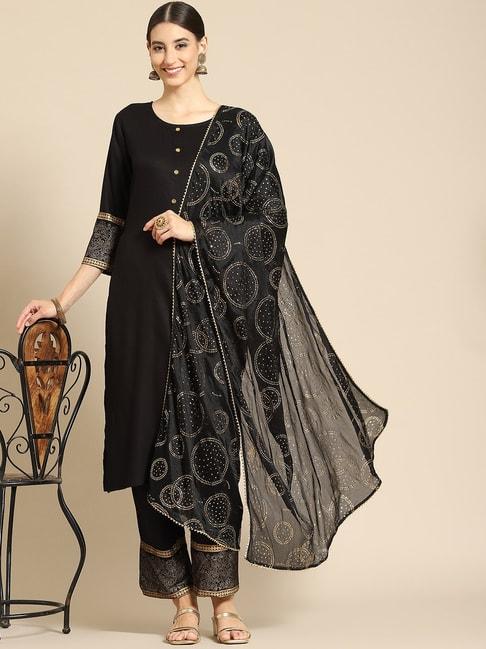 Saadgi Black Embellished Dupatta