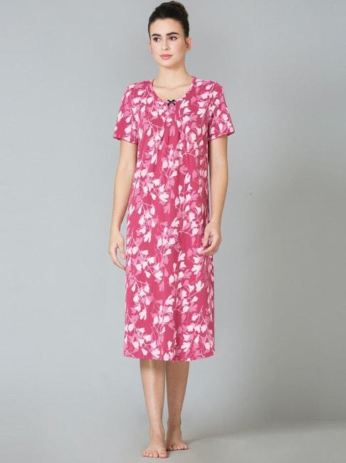 Van Heusen Pink Cotton Printed Night Gown