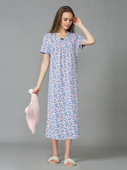 van-heusen-blue-cotton-printed-night-gown