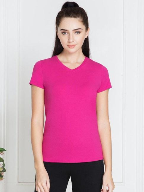 Van Heusen Pink Cotton Regular Fit T-shirt