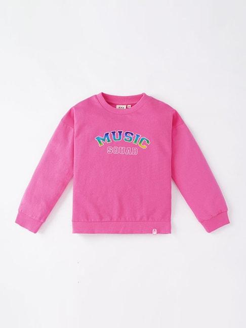 Ed-a-Mamma Kids Pink Cotton Printed Full Sleeves Sweatshirt