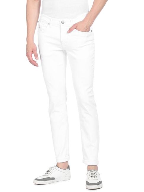 U.S. Polo Assn. White Cotton Slim Fit Jeans
