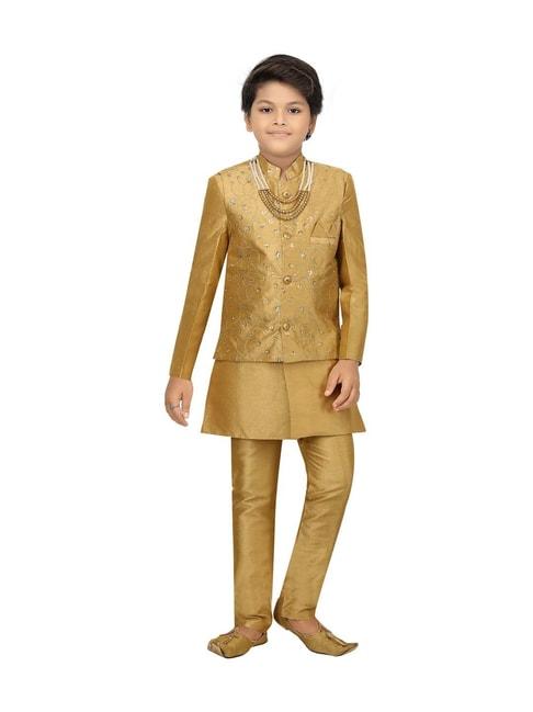 ahhaaaa-kids-golden-cotton-embroidered-full-sleeves-kurta-set
