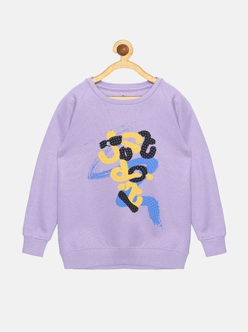 Kiddopanti Kids Lavender Printed Full Sleeves Sweatshirt