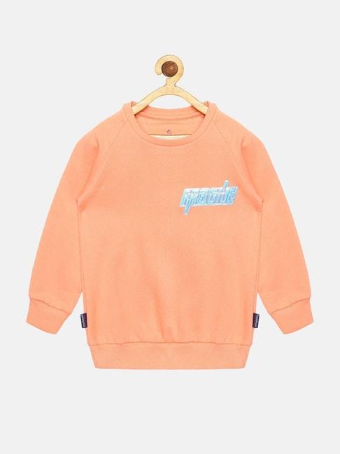 Kiddopanti Kids Peach Solid Full Sleeves Sweatshirt
