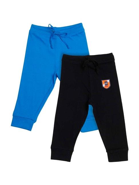 Bodycare Kids Blue & Black Cotton Printed Trackpants (Pack of 2)