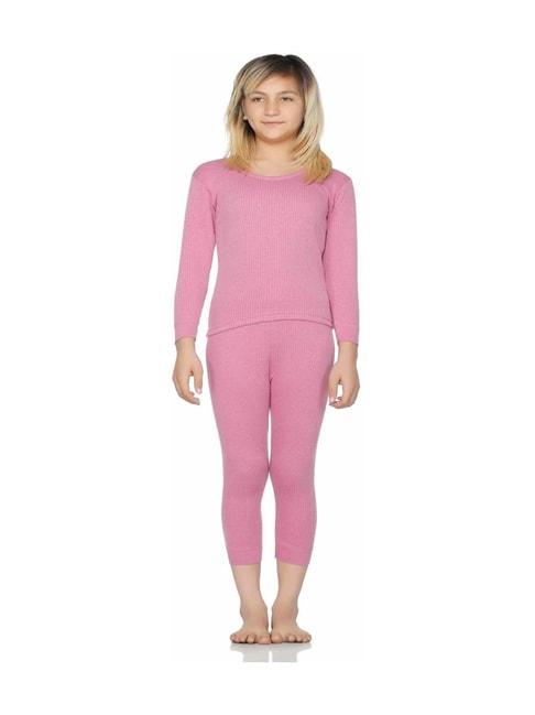 Bodycare Kids Fuchsia Pink Cotton Regular Fit Full Sleeves Thermal Set