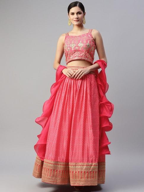 READIPRINT FASHIONS Pink Embellished Lehenga Choli Set With Dupatta