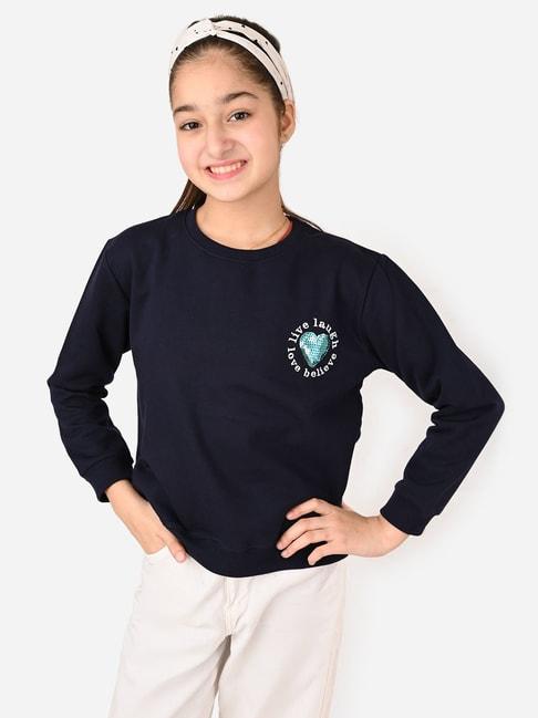 LilPicks Kids Navy Solid Full Sleeves Sweatshirt