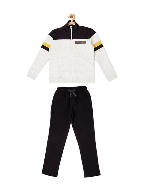 Sweet Dreams Kids White & Black Color Block Full Sleeves Jacket With Pants
