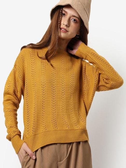 campus-sutra-mustard-regular-fit-sweater