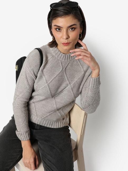 campus-sutra-grey-self-pattern-sweater