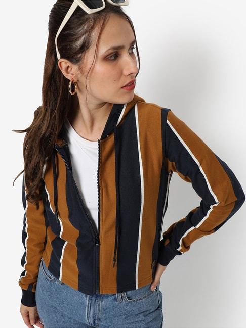 campus-sutra-brown-&-navy-cotton-striped-sweatshirt