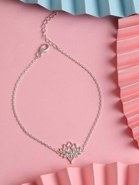 Clara 92.5 Sterling Silver Lotus Anklet for Women