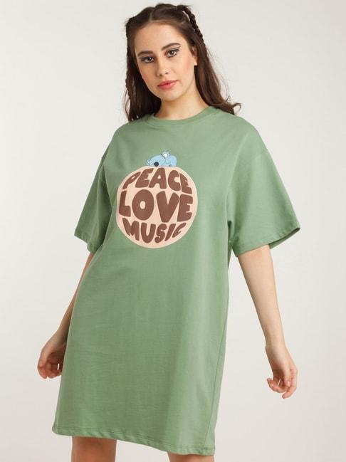 zink Z Green Cotton T Shirt Dress