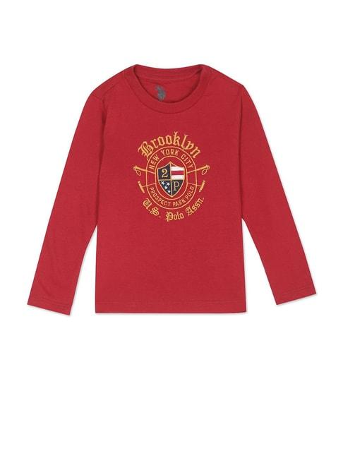U.S. Polo Assn. Kids Red Embroidered Full Sleeves T-shirt