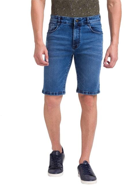 Parx Blue Regular Fit Denim Shorts