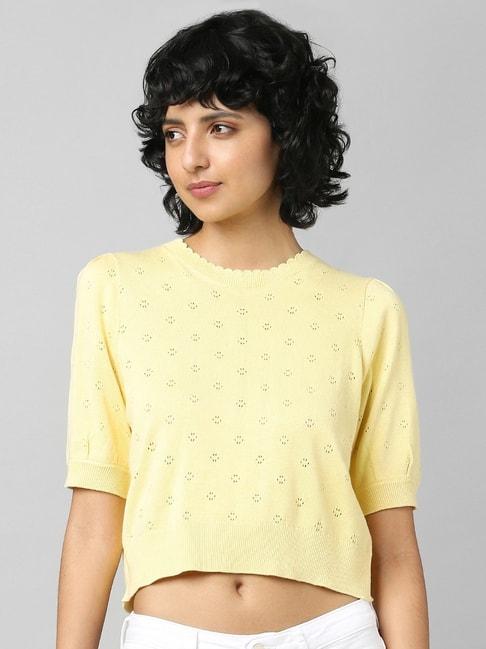 only-yellow-cotton-regular-fit-pullover