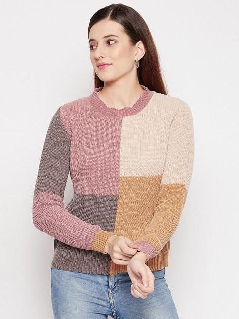 Duke Pink & Beige Slim Fit Sweater