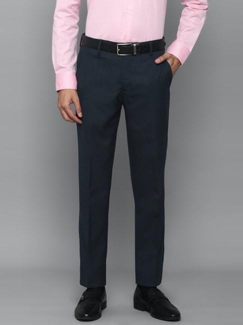 Louis Philippe Grey Slim Fit Checks Trousers