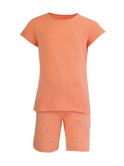 jockey-kids-orange-cotton-printed-top-set