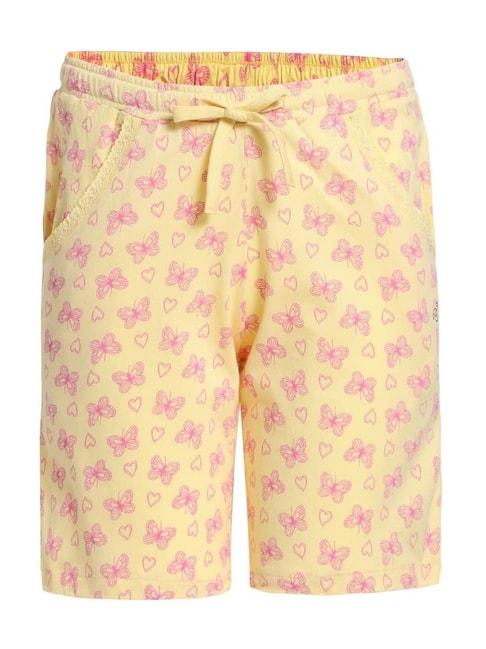 Jockey Kids Yellow & Pink Cotton Printed Shorts