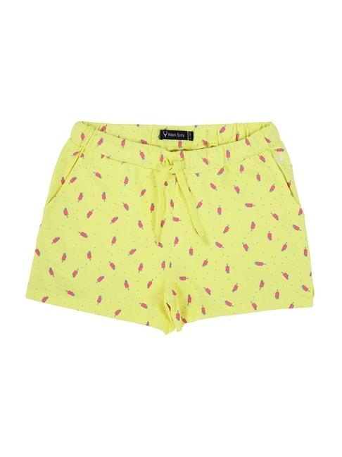 allen-solly-junior-yellow-cotton-printed-shorts