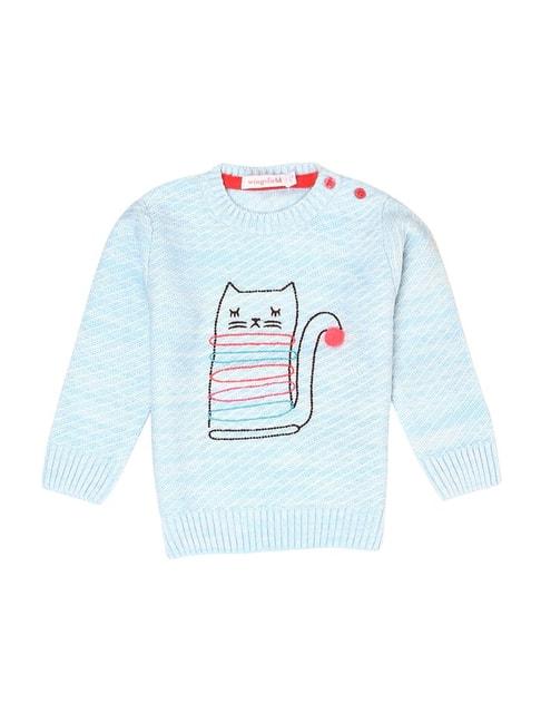 Wingsfield Kids Sky Blue Embroidered Full Sleeves Pullover