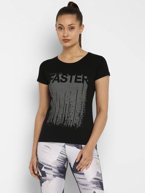 Appulse Black Cotton Printed T-Shirt