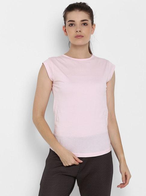 Appulse Light Pink Cotton Slim Fit T-Shirt