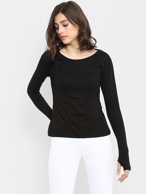 Appulse Black Cotton Slim Fit T-Shirt