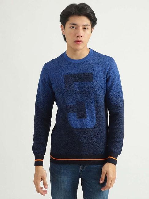 united-colors-of-benetton-blue-textured-sweater