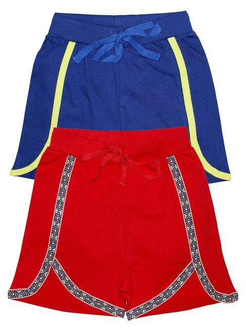 kiddopanti-kids-red-&-royal-blue-solid-shorts-(pack-of-2)