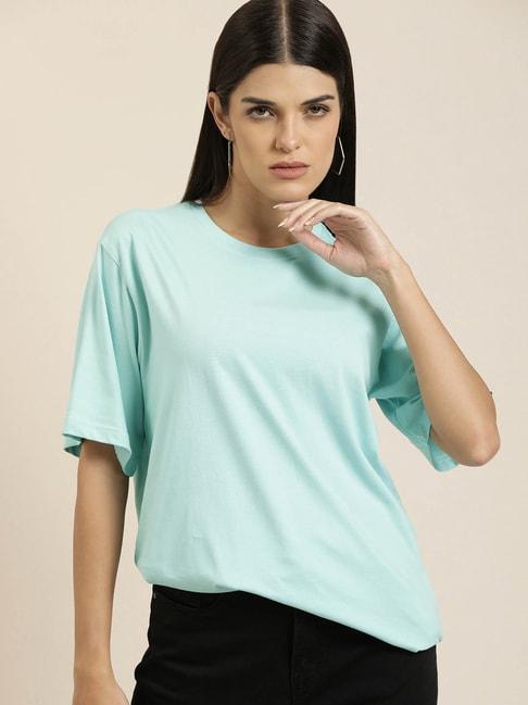 Difference of Opinion Turquoise Cotton Oversize T-Shirt